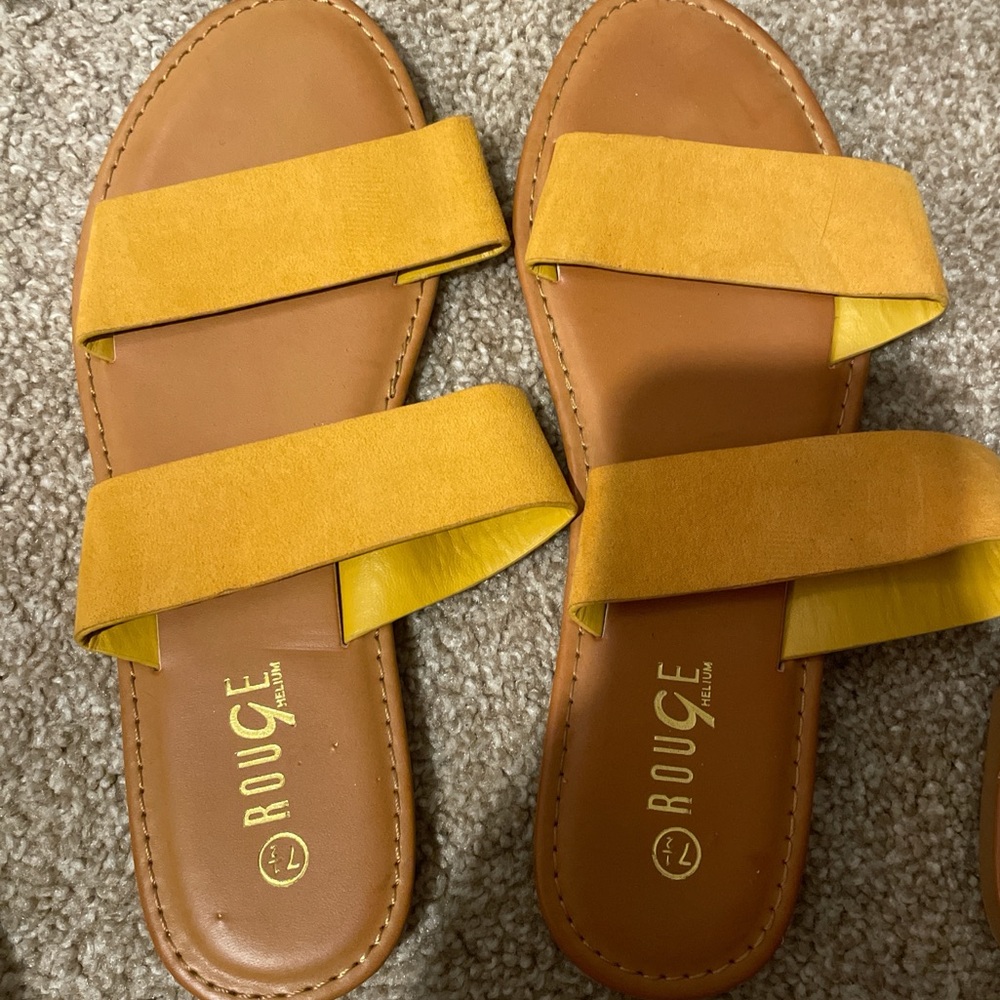 Rouge Helium Yellow Sandals Double Strap Design